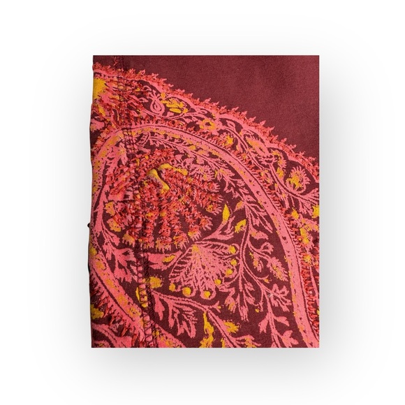 Y2K: new Lucky Brand 𖥚 Embroidered Floral Mandala Crop Sweatpants 𖥚 Wine 𖥚 XS 𖥚 - Picture 12 of 16